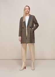 Check Double Faced Short Coat Multicolour