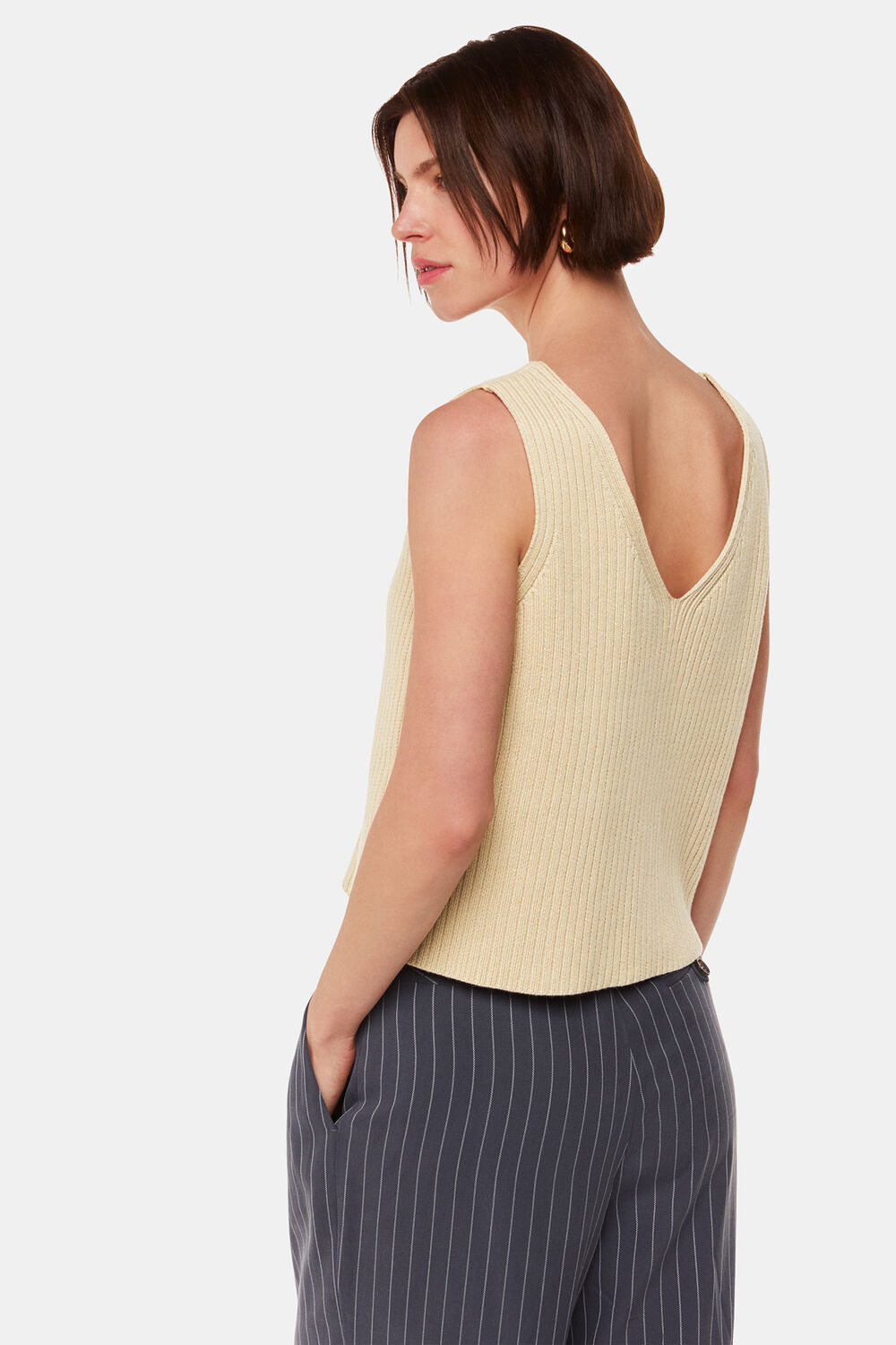 Button Front V Neck Tank