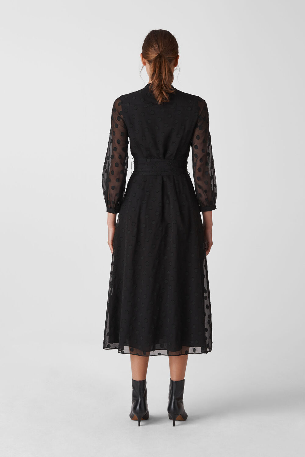 Dobby Tie Waist Midi Dress