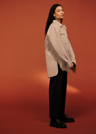Fringe Detail Wool Overshirt