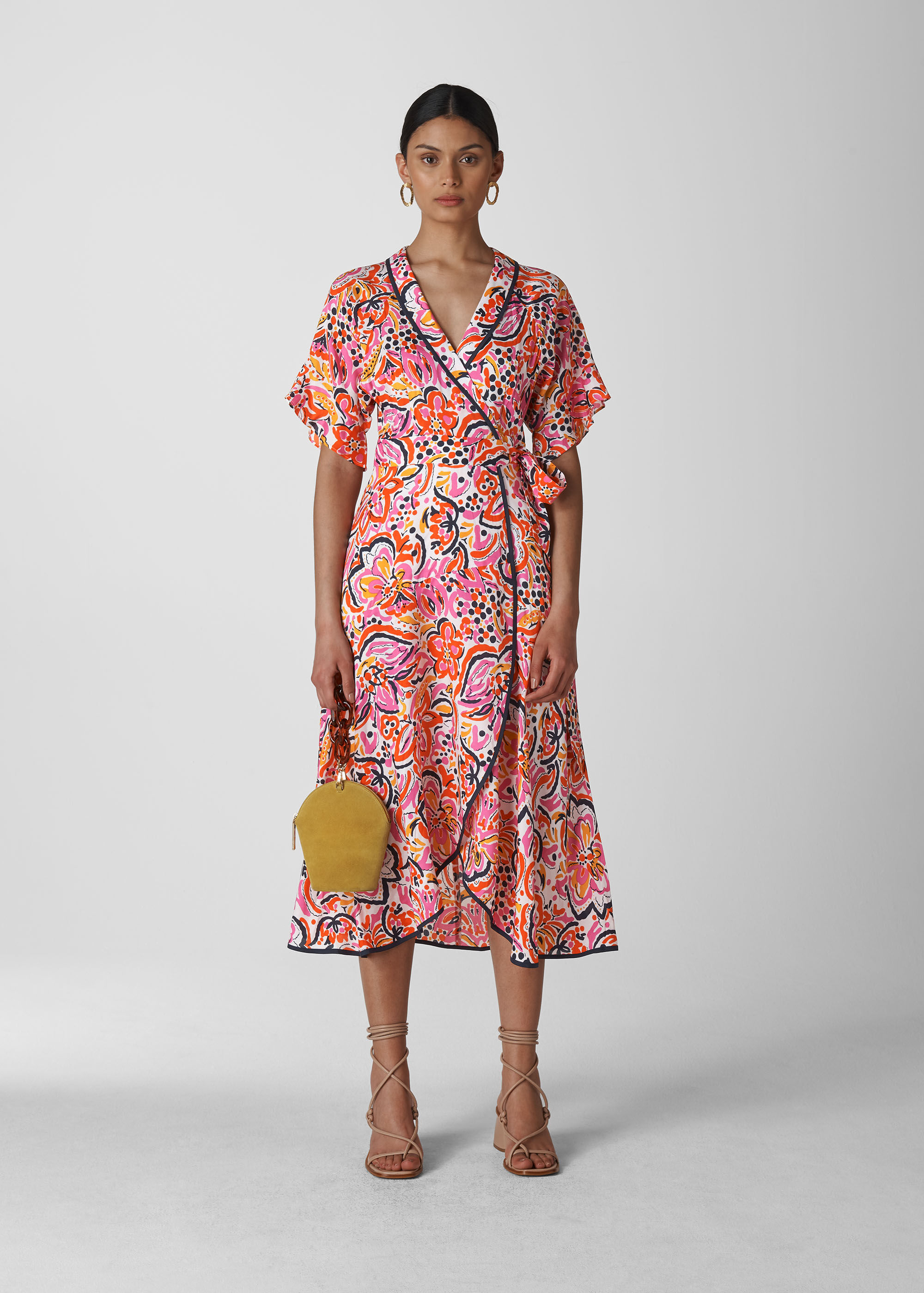 Whistles gabrielle sales silk wrap dress
