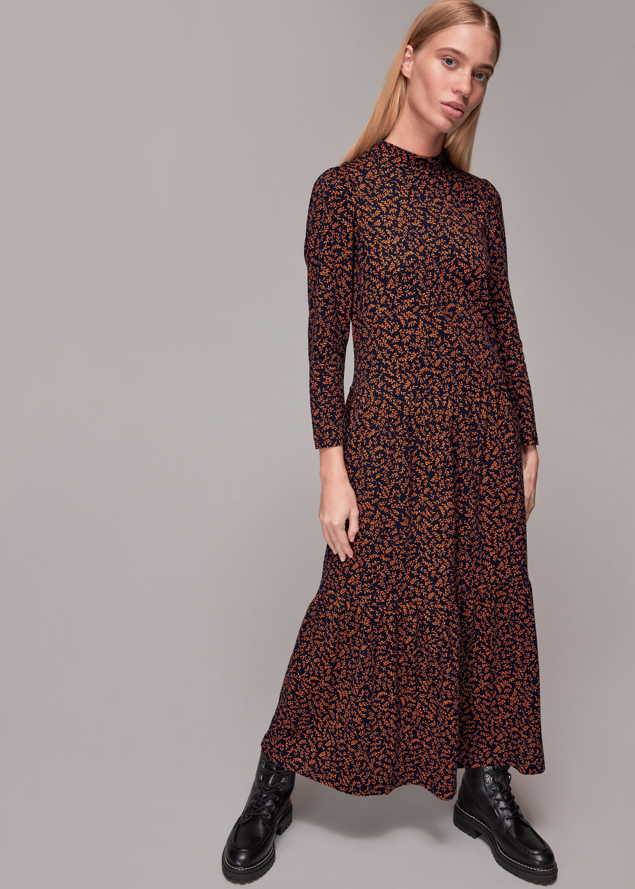 Autumn Leaves Jersey Dress