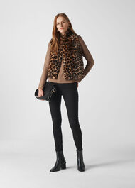 Toscana Animal Sheepskin Gilet Leopard Print