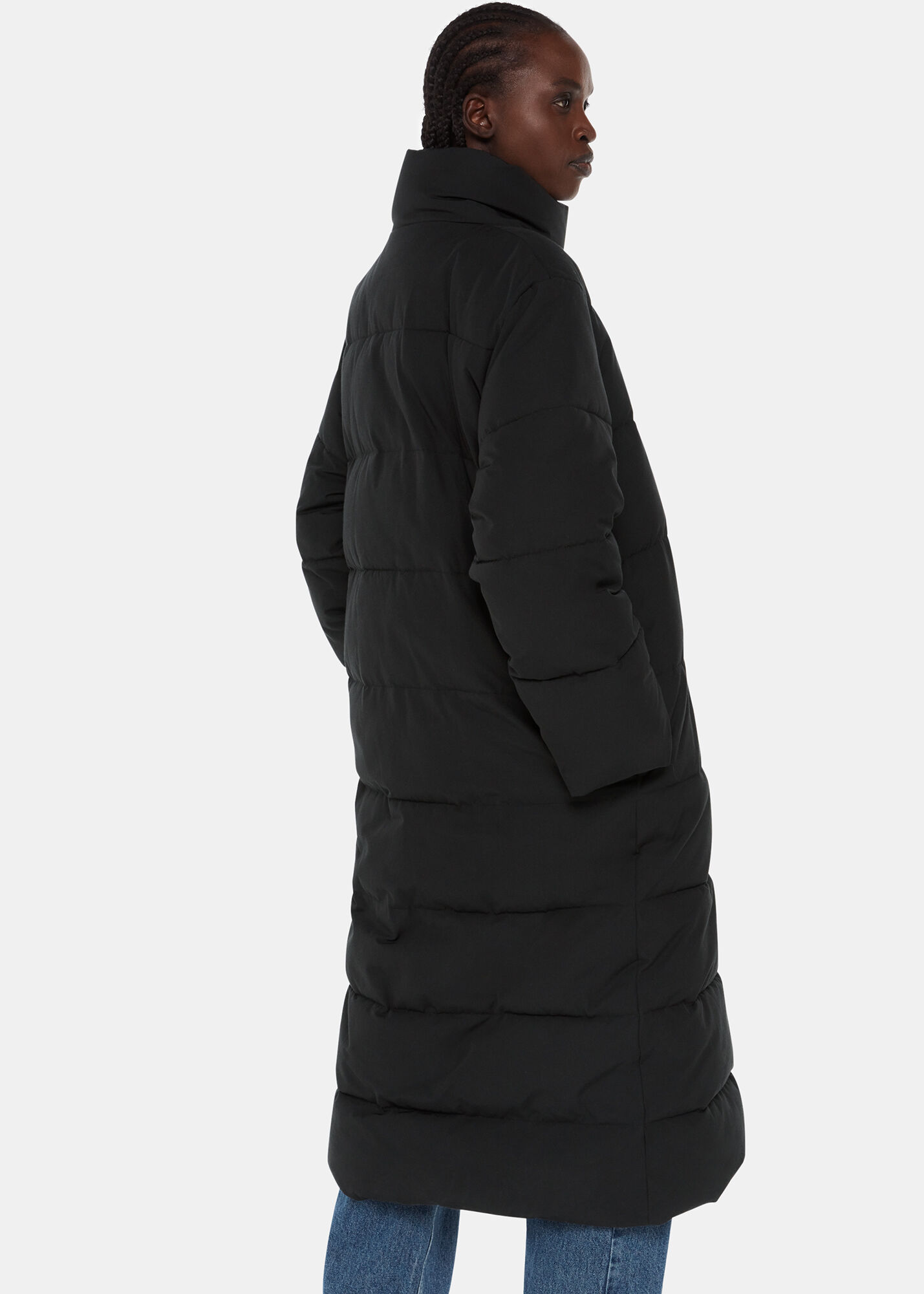 Whistles check discount longline puffer coat