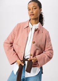 Button Cropped Suede Jacket