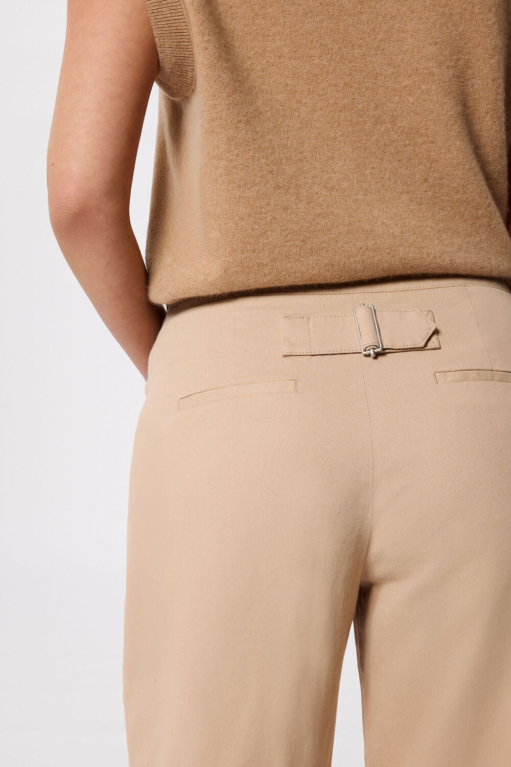 Neutral Wide Leg Casual Cotton Trouser