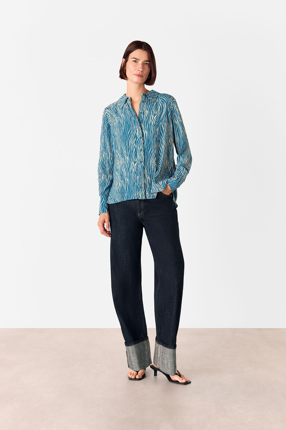 Blue Zebra Button Up Shirt