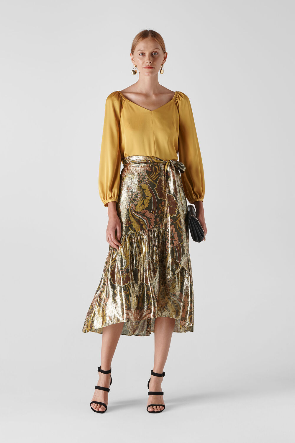 Paisley Metallic Skirt Multicolour