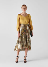 Paisley Metallic Skirt Multicolour