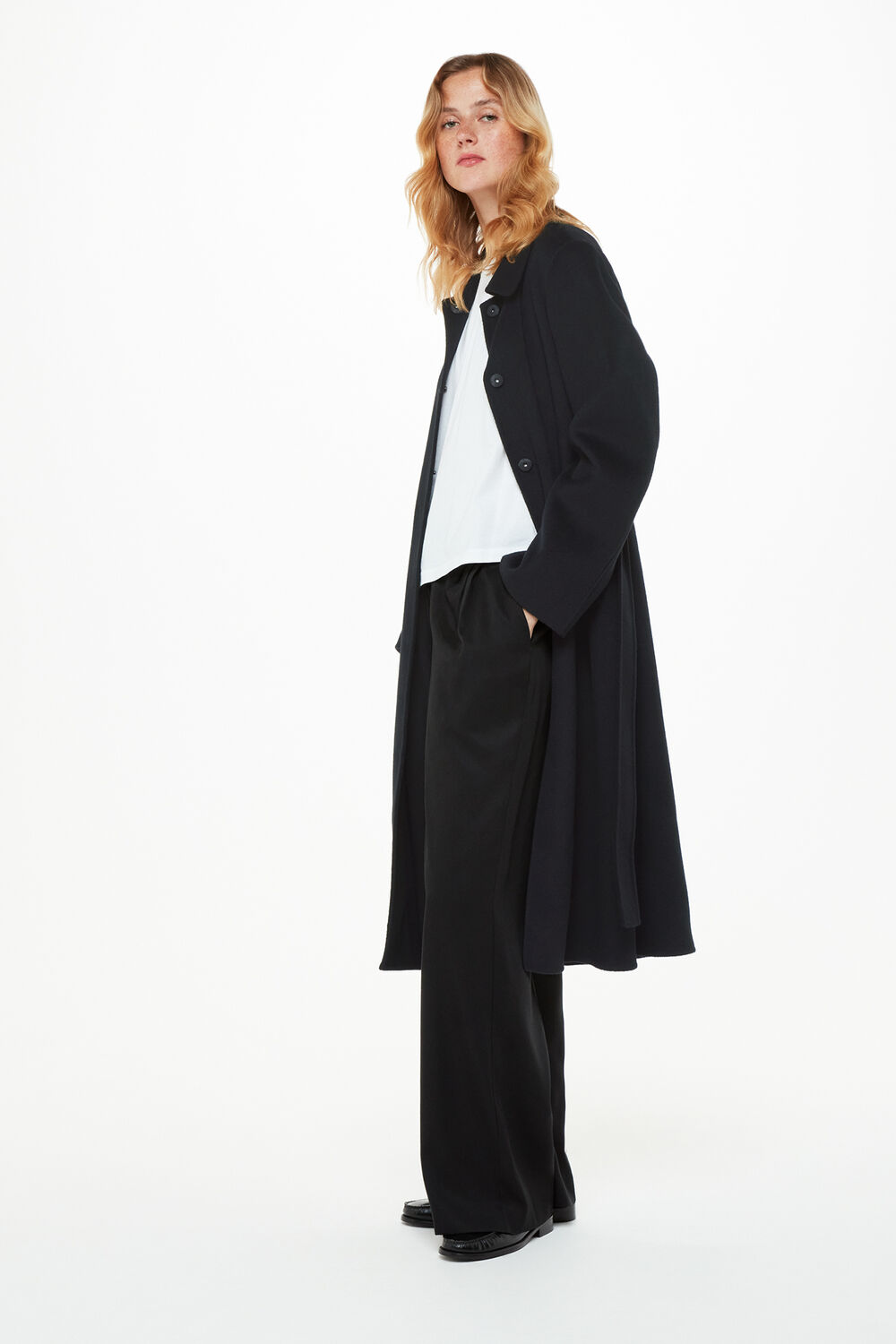 Black Nell Belted Doubled Faced Coat