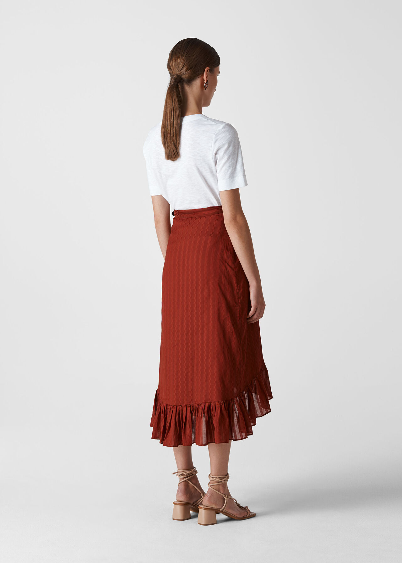 Frill Detail Wrap Skirt Rust