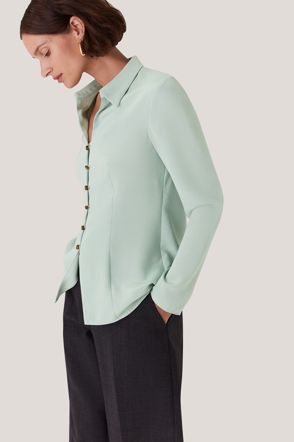 Silk Blend V Neck Shirt