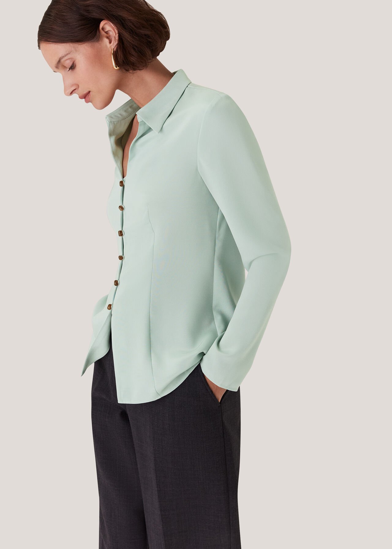 Silk Blend V Neck Shirt