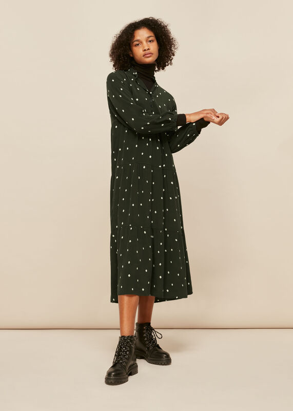 Green Longline Spot Enora Dress