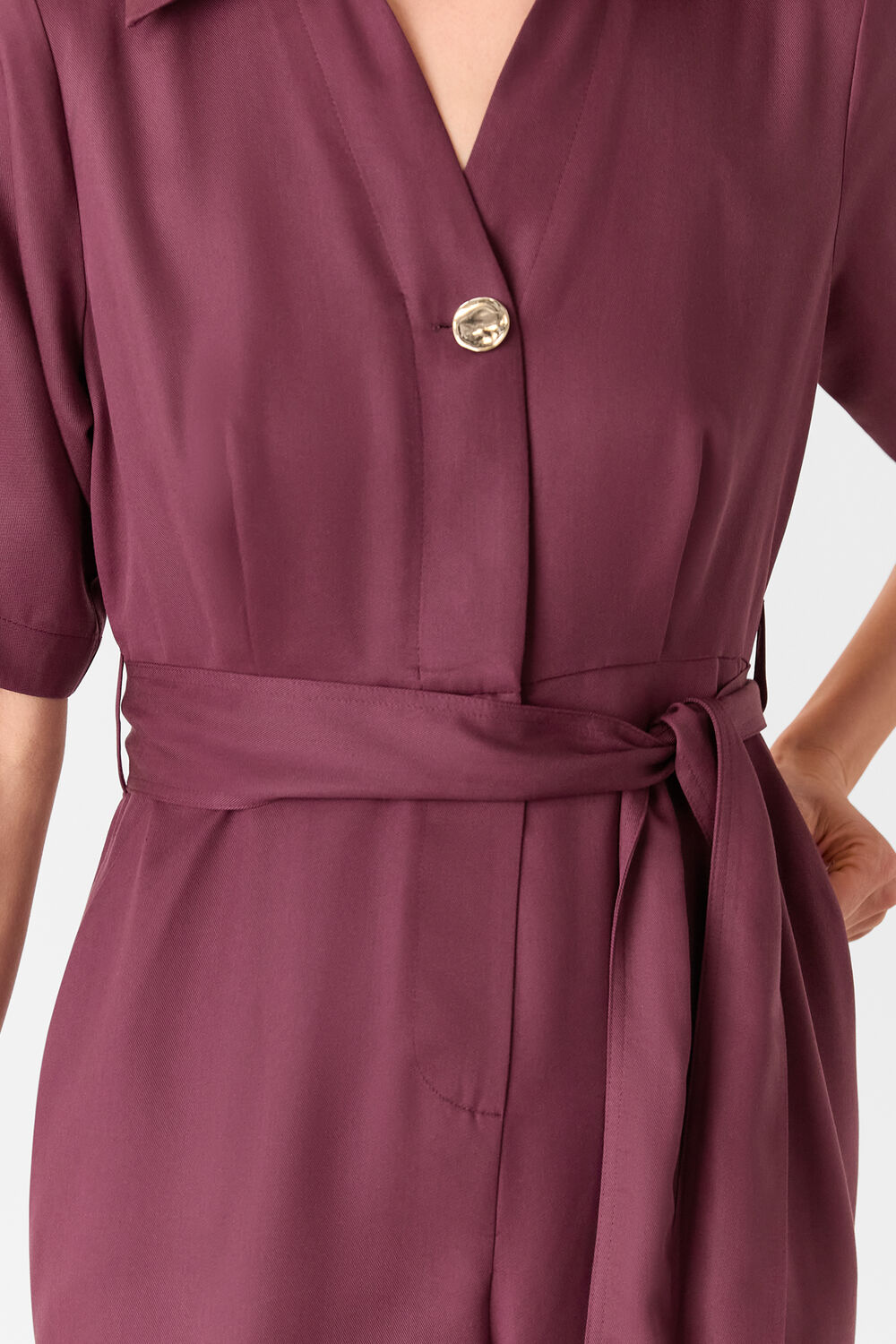 Plum Button Front Jumpsuit