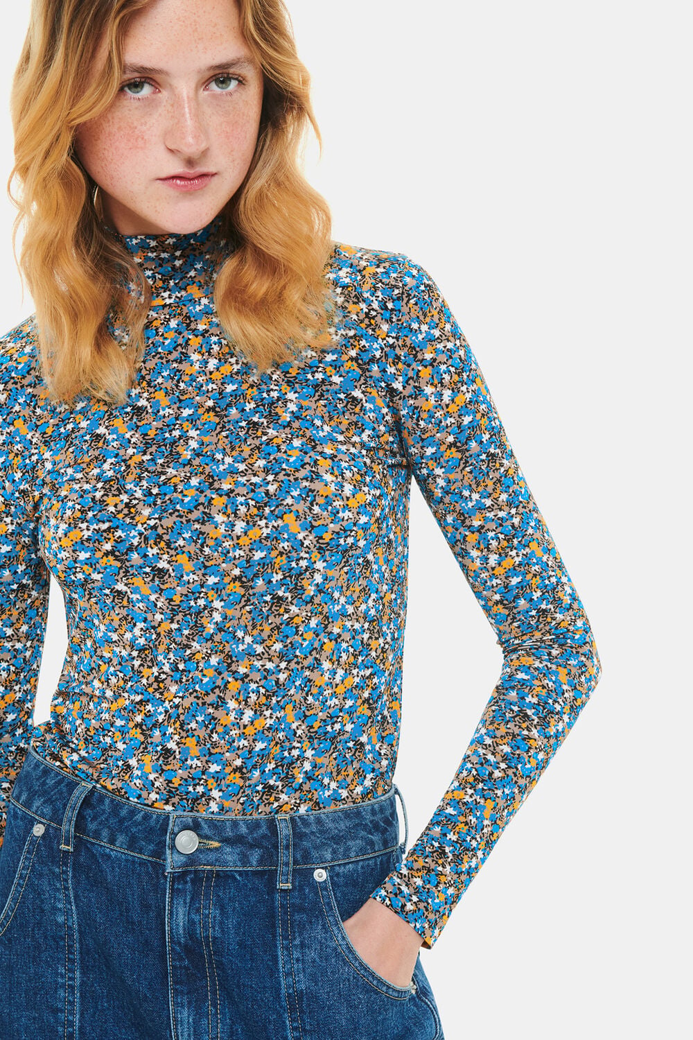 Multicolour Ditsy Floral Slinky High Neck