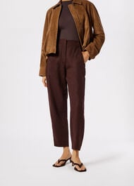 Petite Linen Barrel Leg Trouser