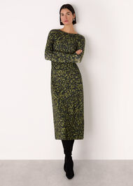 Animal Jersey Ruched Dress