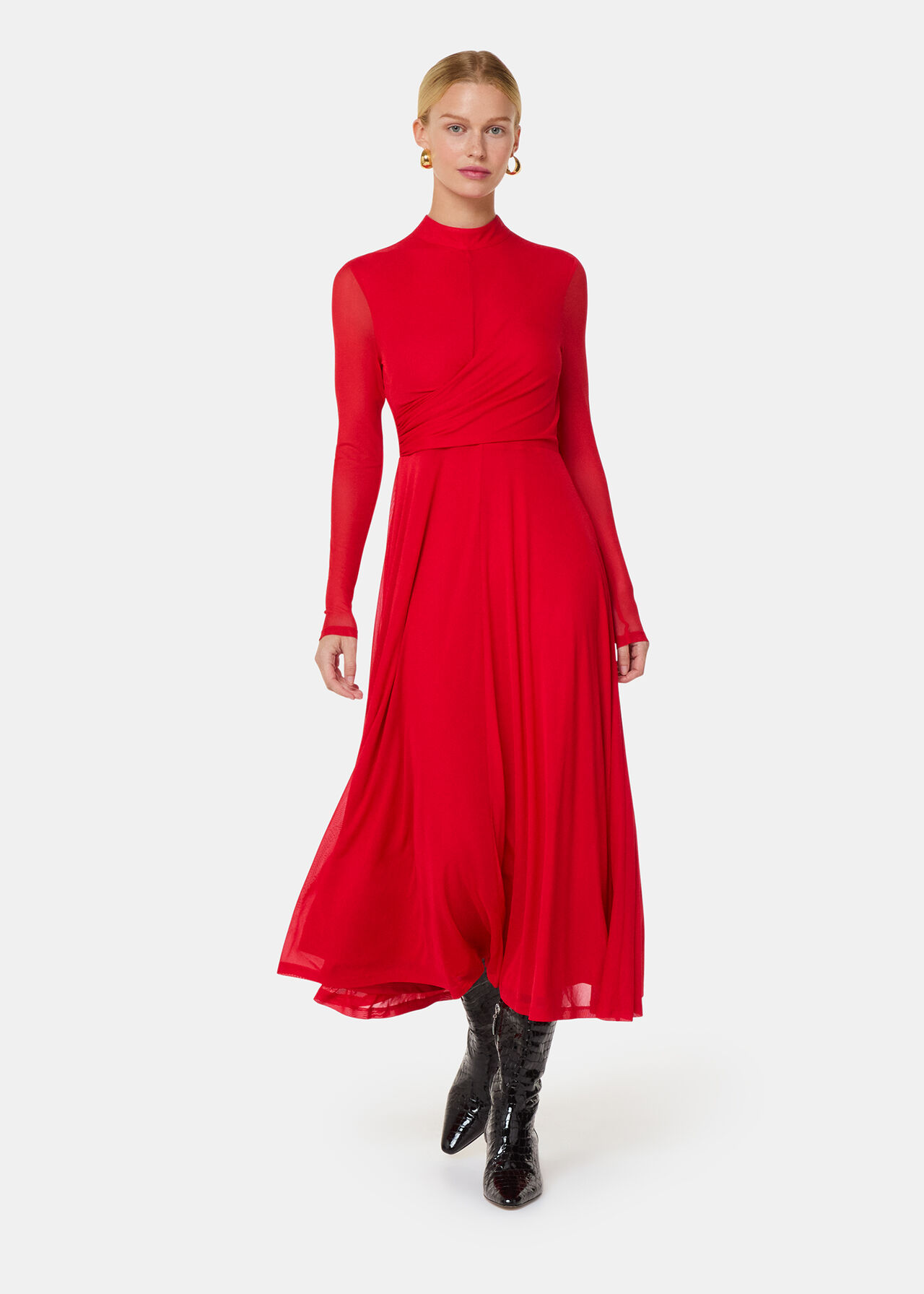 Arabella Ruched Mesh Dress