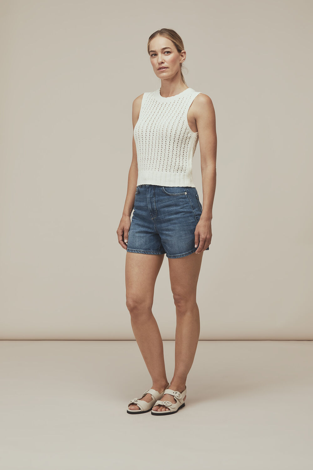 Chevron Pointelle Knit Ivory