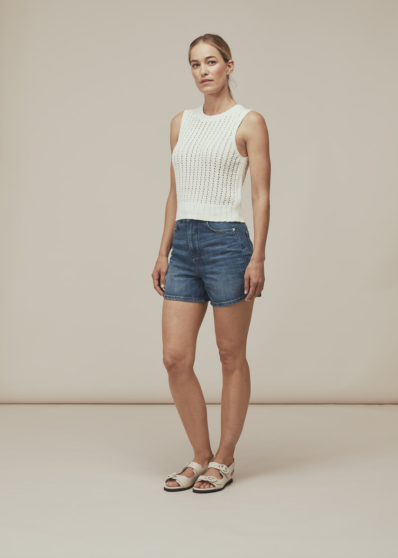 Chevron Pointelle Knit Ivory