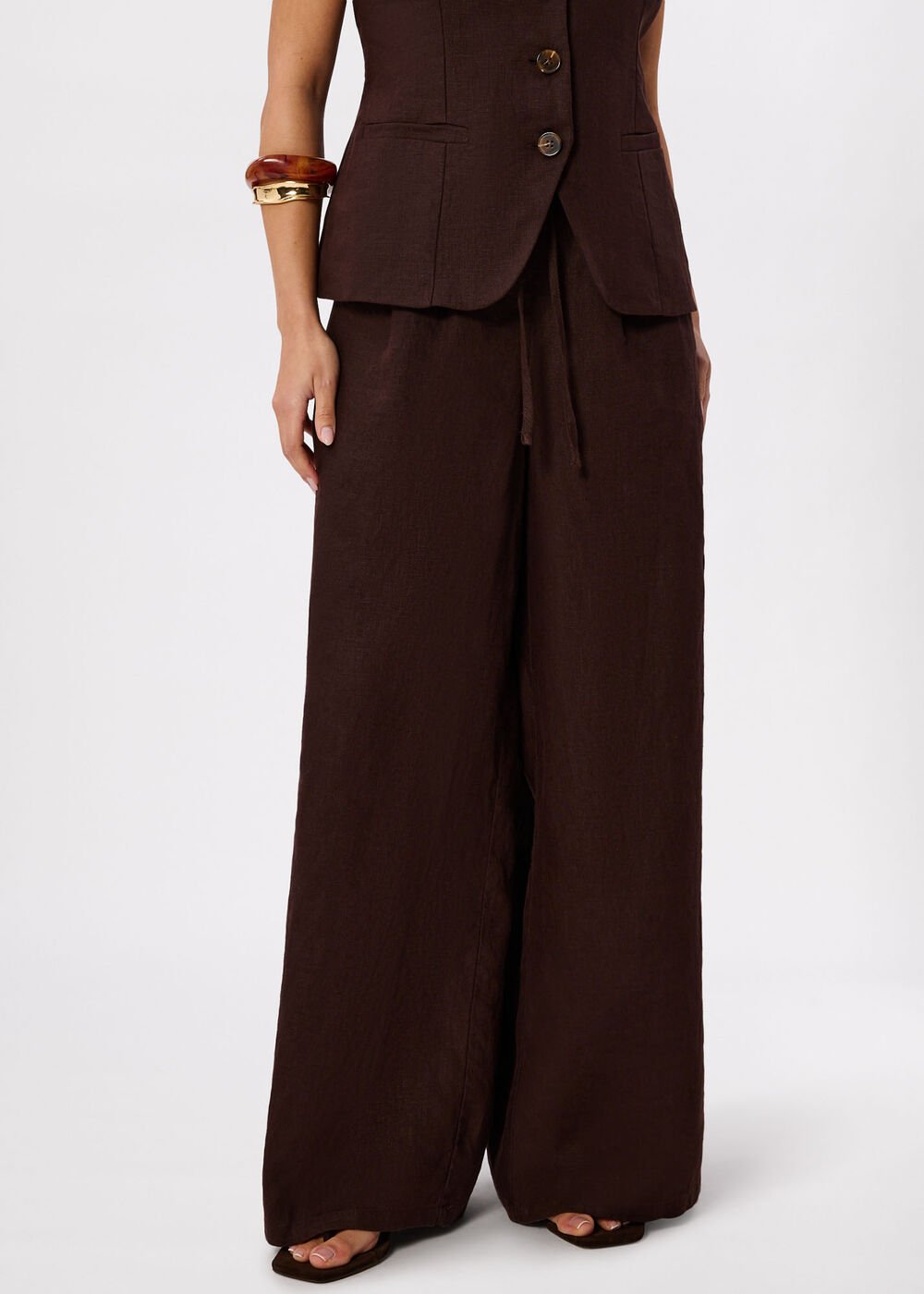 Petite Wide Leg Linen Trouser