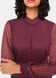 Dobby Velvet Shirred Top
