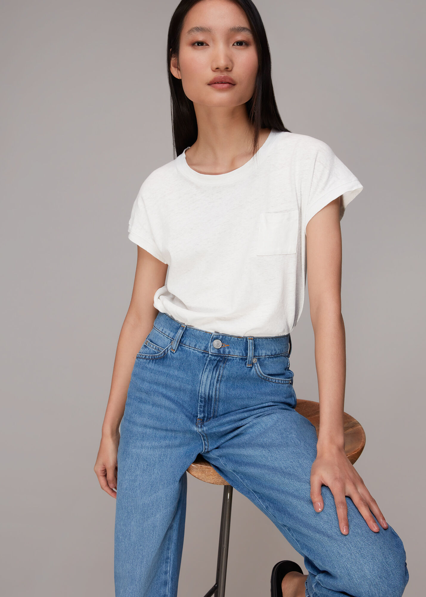 White Ember Linen Pocket Tee | WHISTLES 