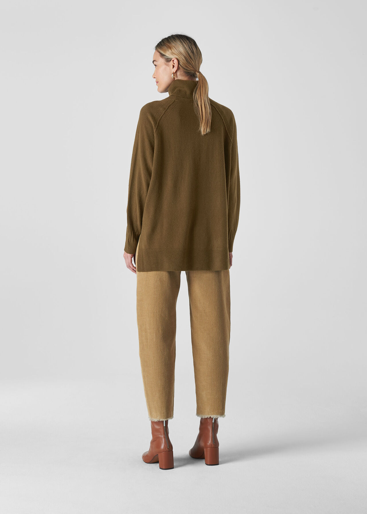 Olive Cashmere Roll Neck | WHISTLES