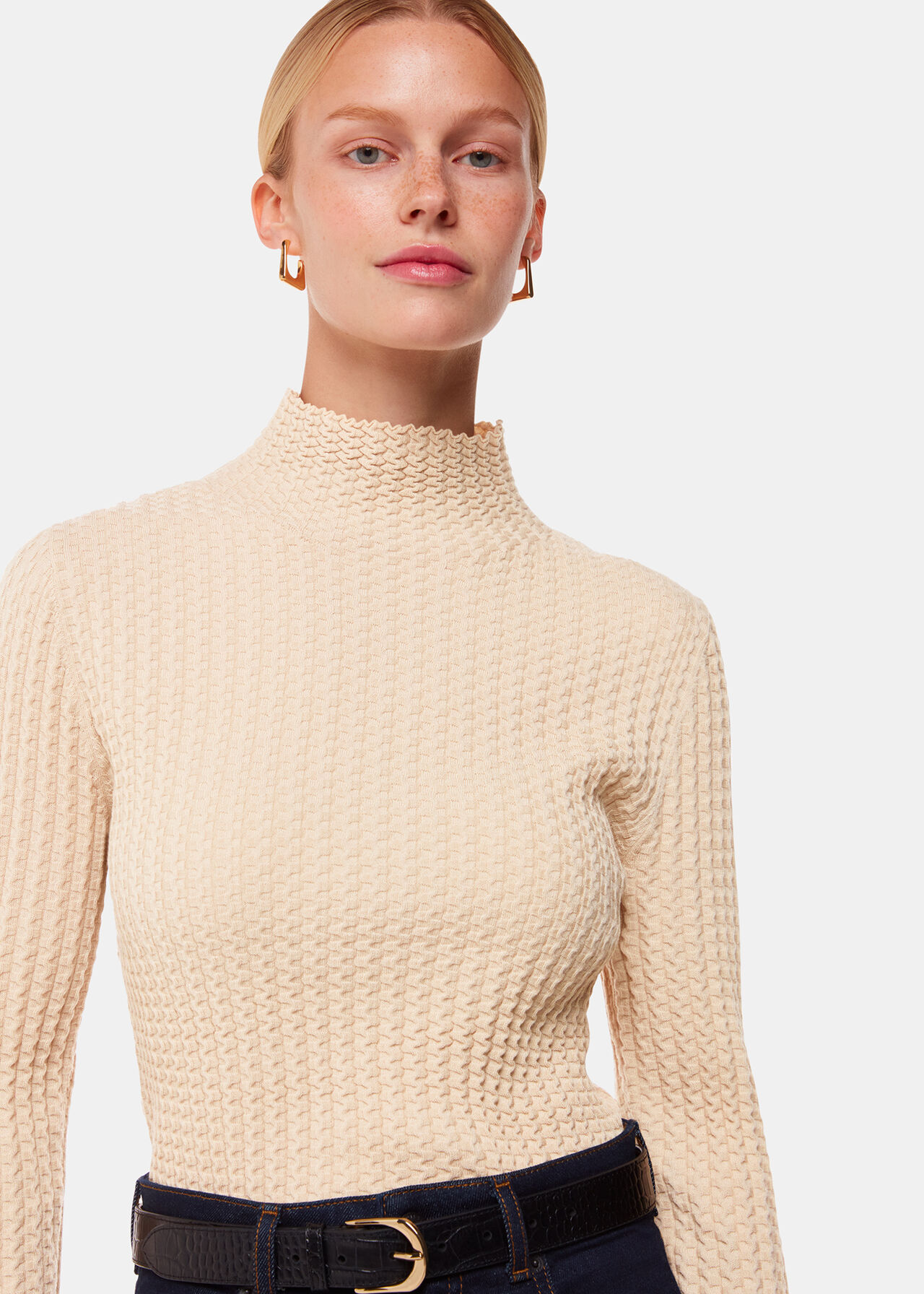 Textured Detail High Neck Knit
