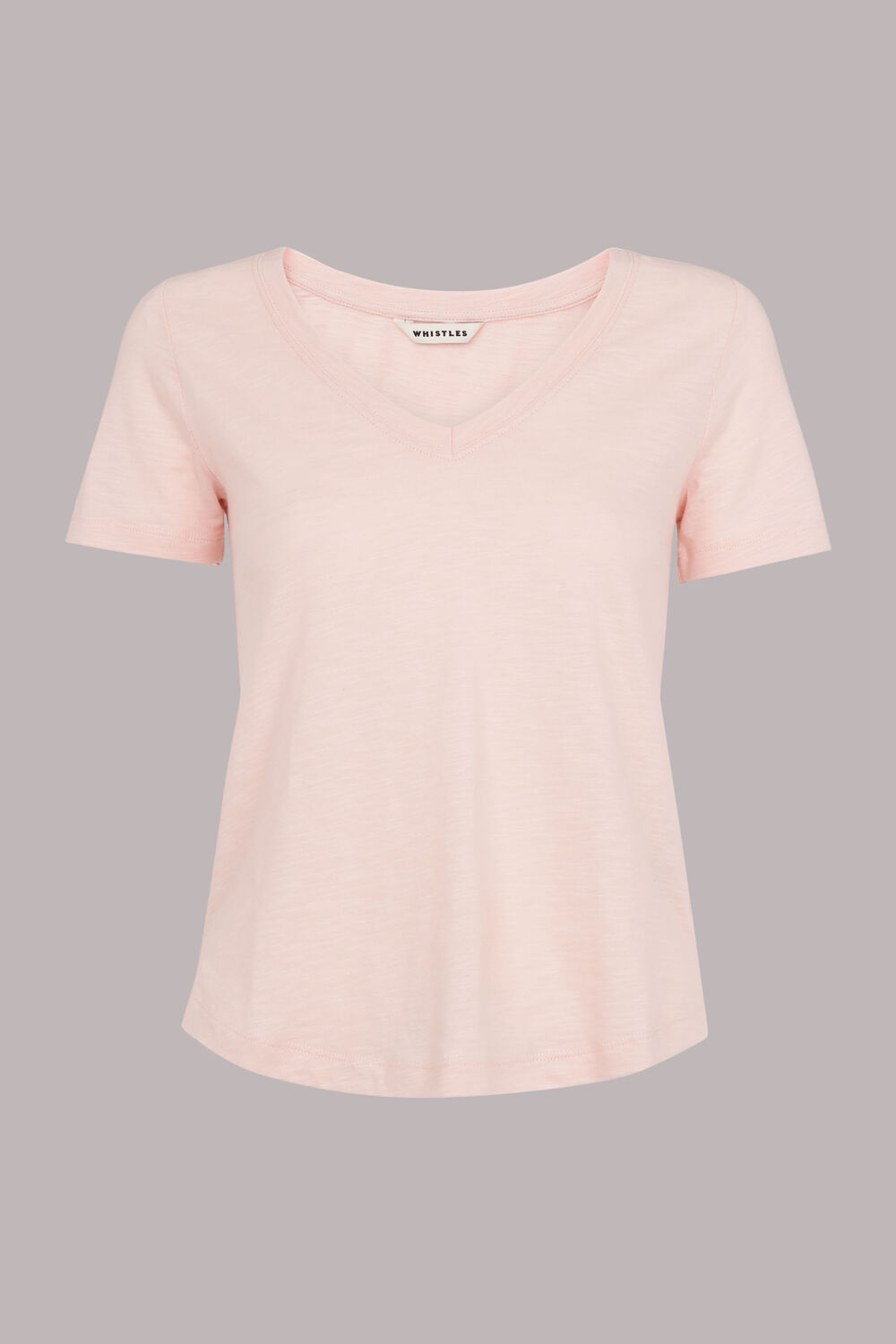 Sophie V Neck Cotton Tshirt Pale Pink