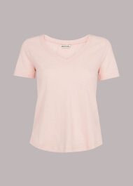 Sophie V Neck Cotton Tshirt Pale Pink