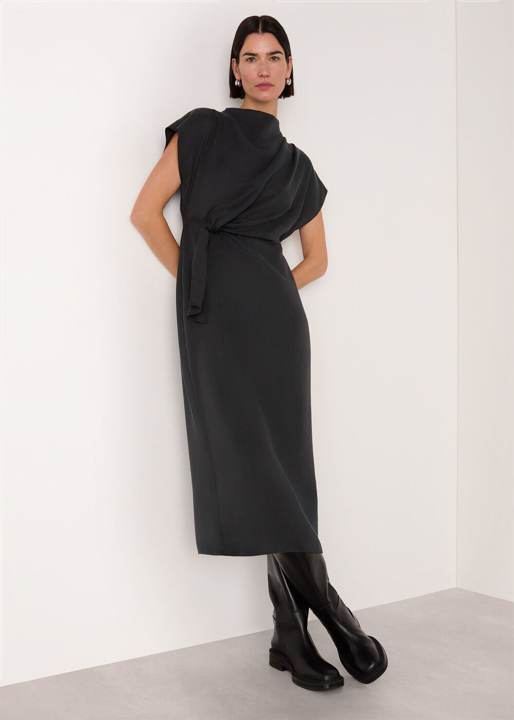 Twist Waist Midi Dress