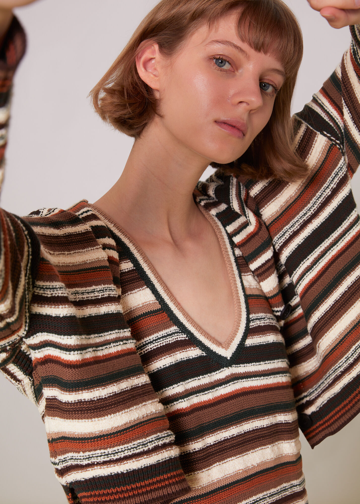 Multicolour Winnie Stripe Knitted Cardigan WHISTLES