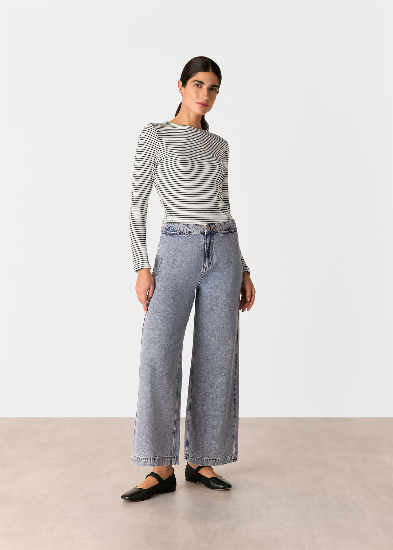 Stripe Detail High Neck Top