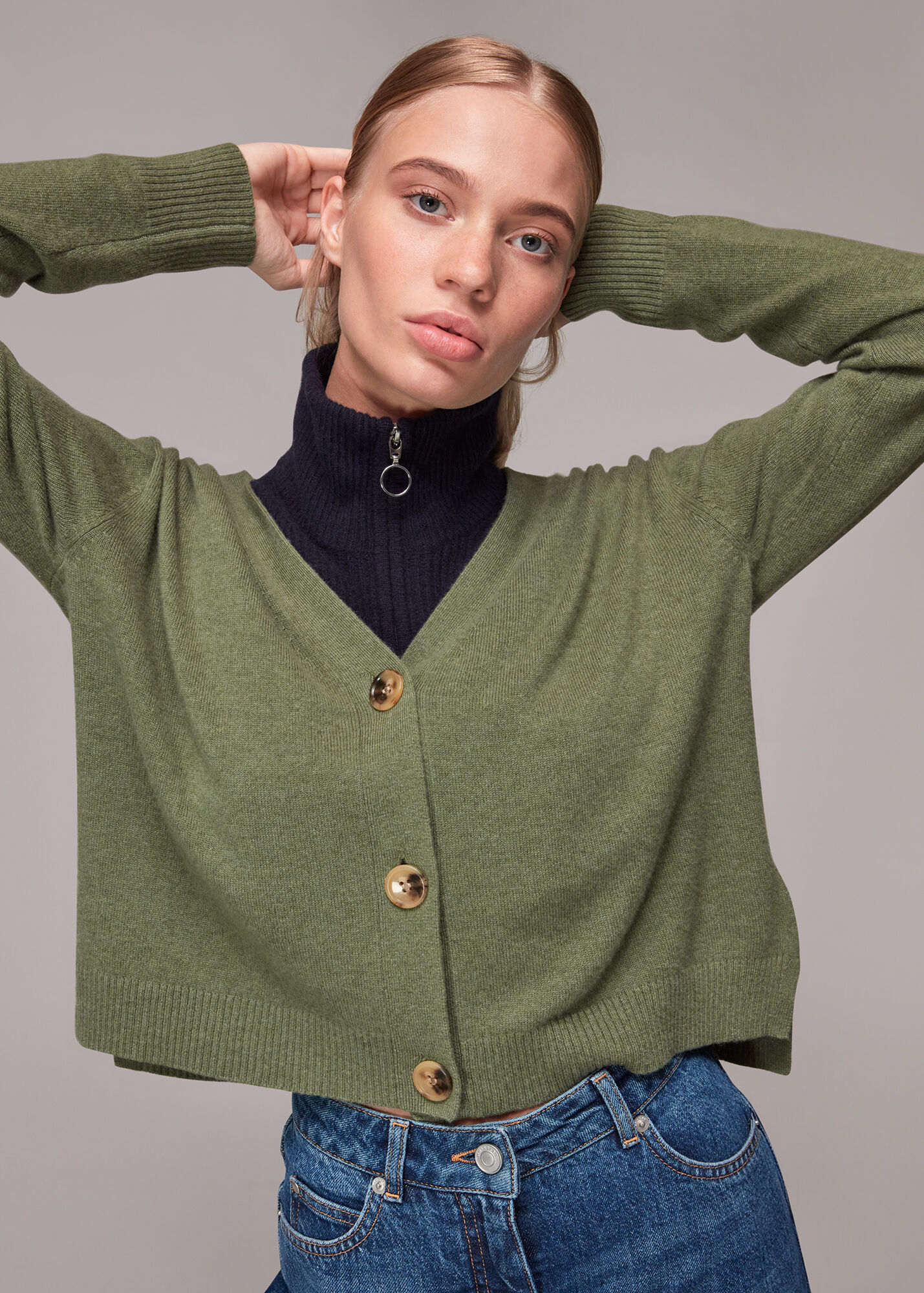 Green Cashmere Cardigan WHISTLES