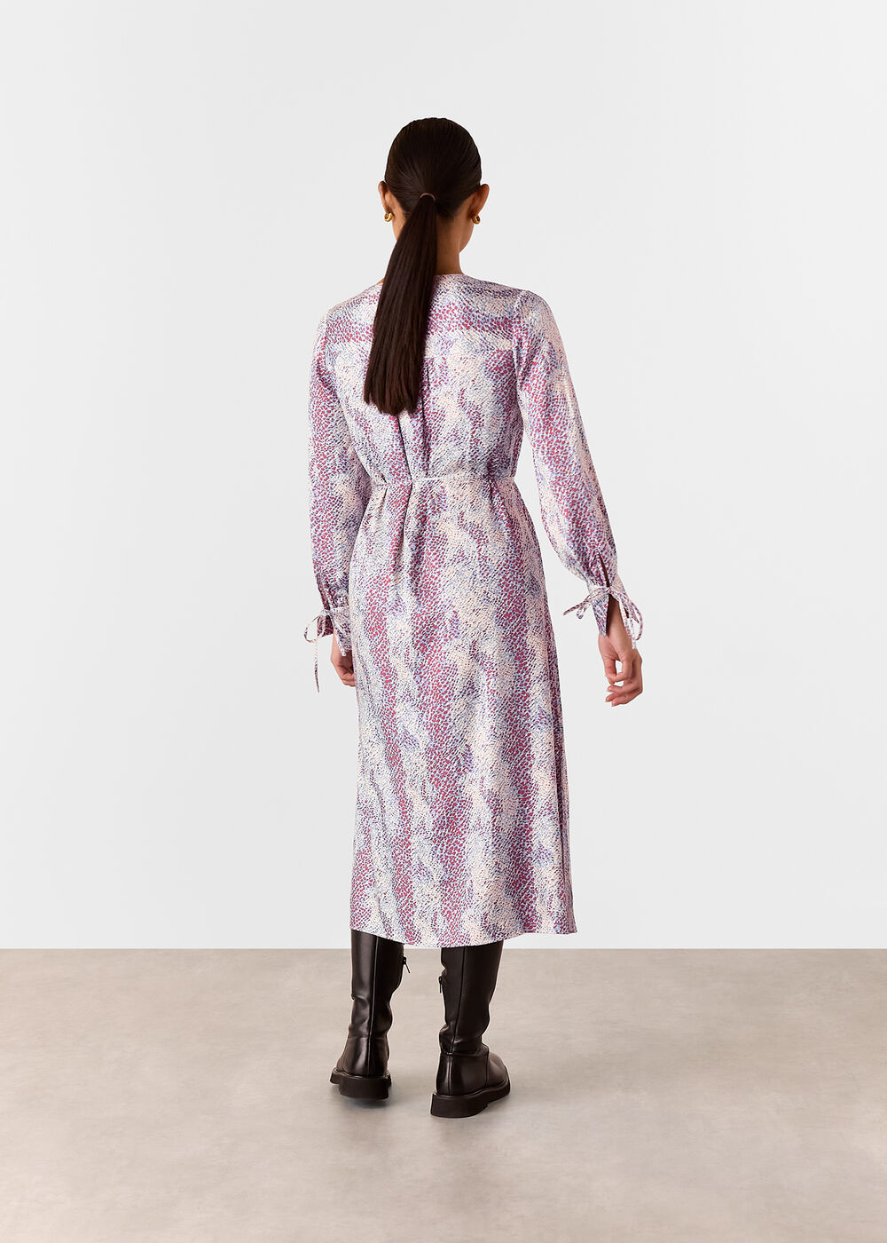 Petite Mottled Snake Print Midi Dress