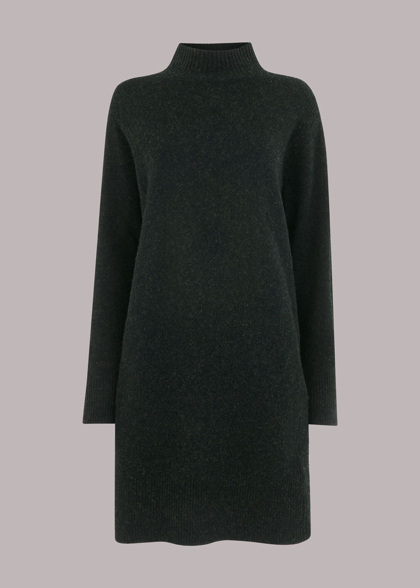Dark Green Funnel Neck Knitted Dress WHISTLES