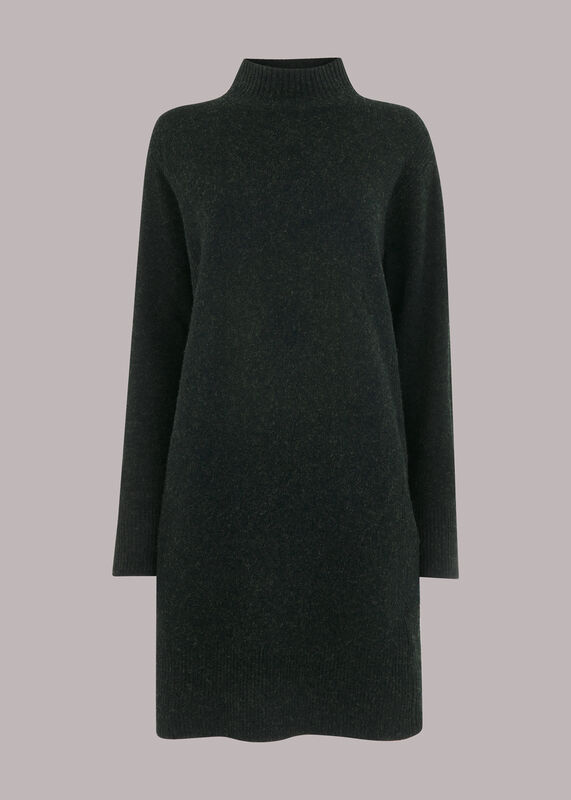 Funnel Neck Knitted Dress
