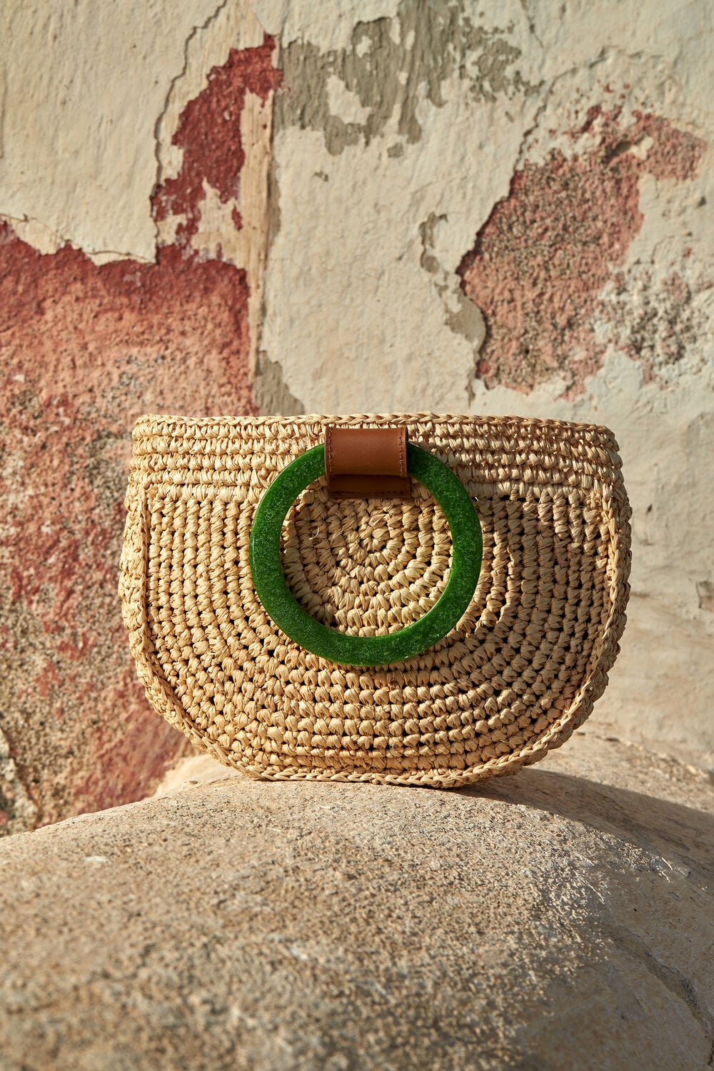 Selby Straw Half Moon Bag