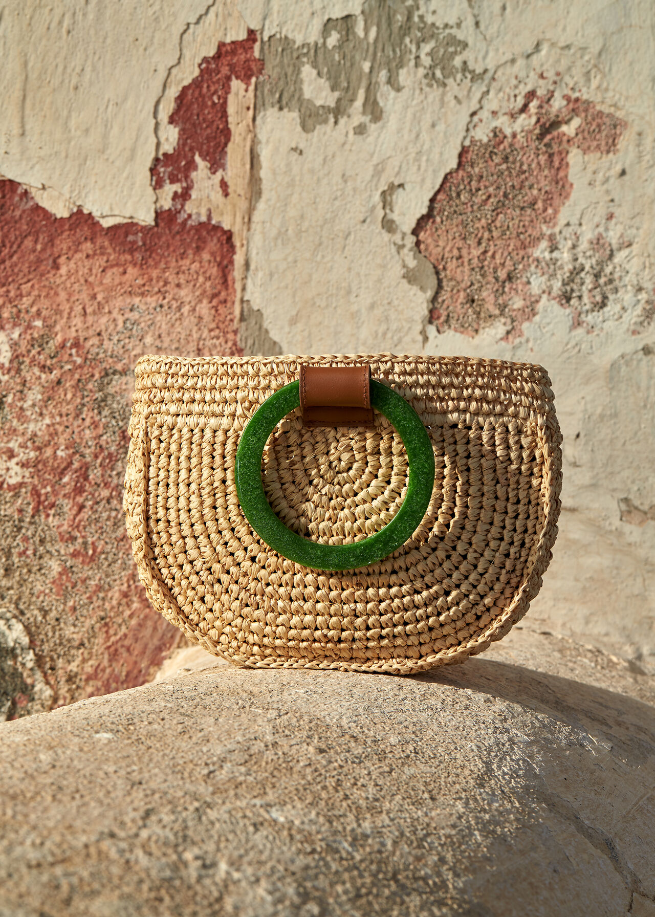 Selby Straw Half Moon Bag