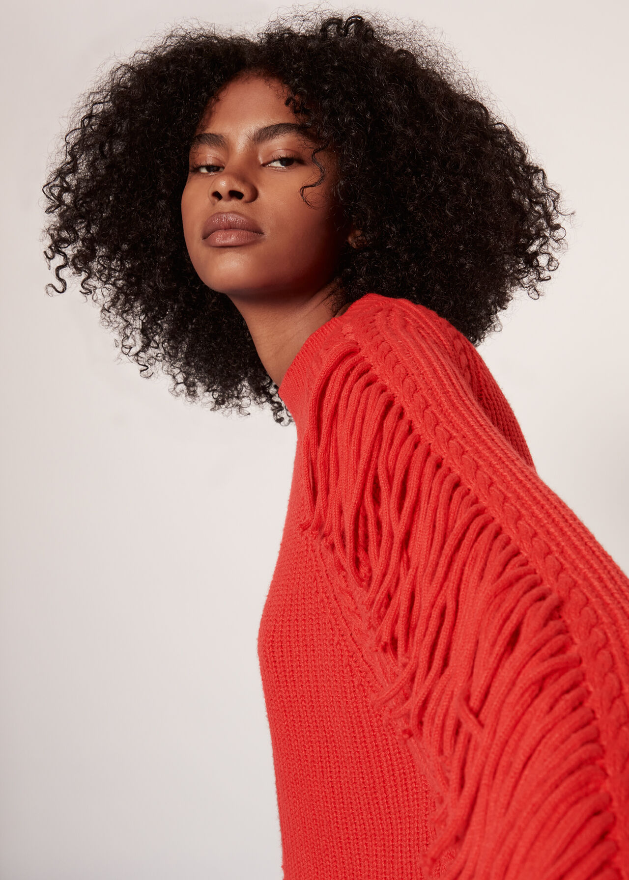 Fringe Sleeve Cable Sweater