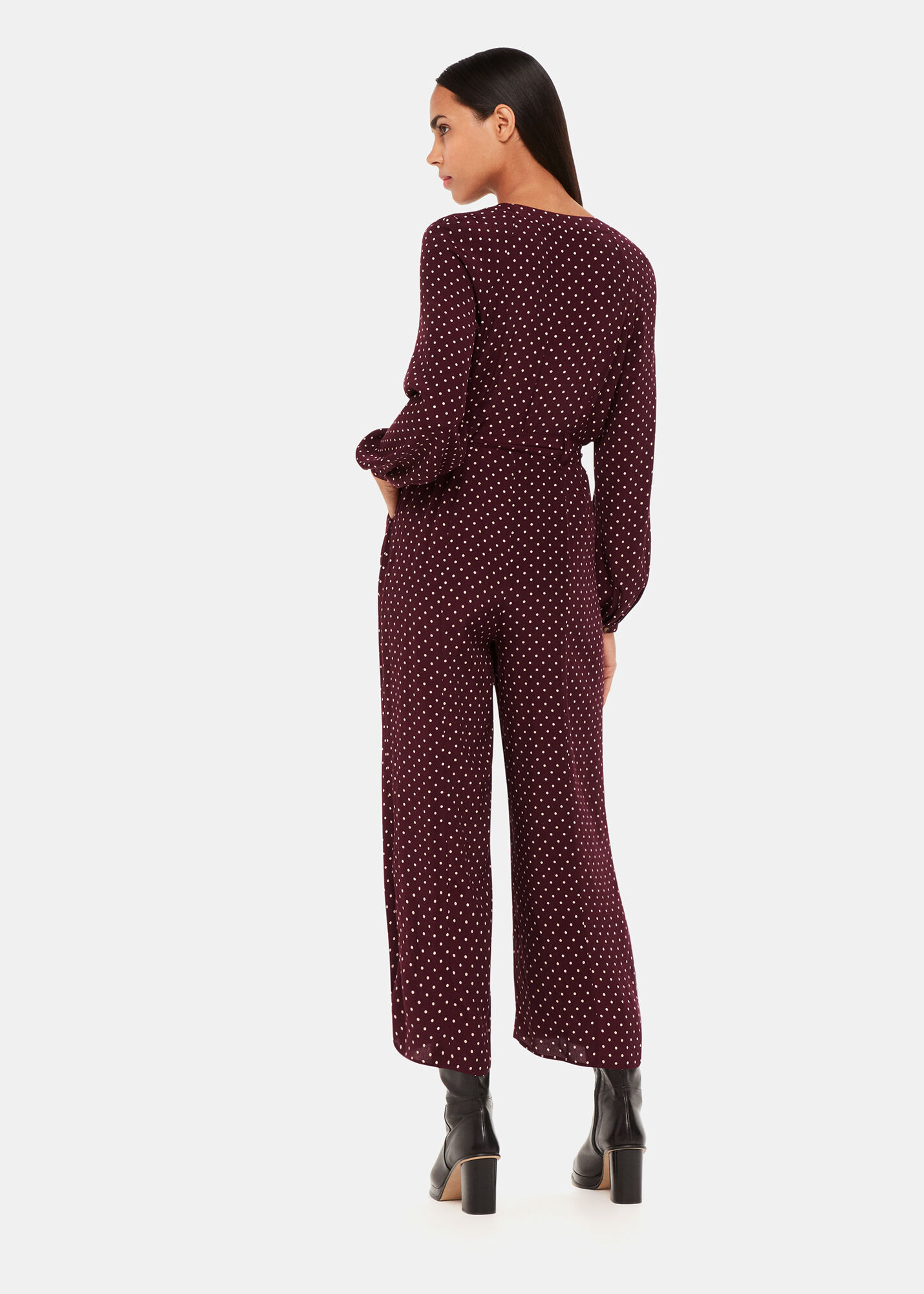 Burgundy Multi Lottie Spot Print Jumpsuit WHISTLES