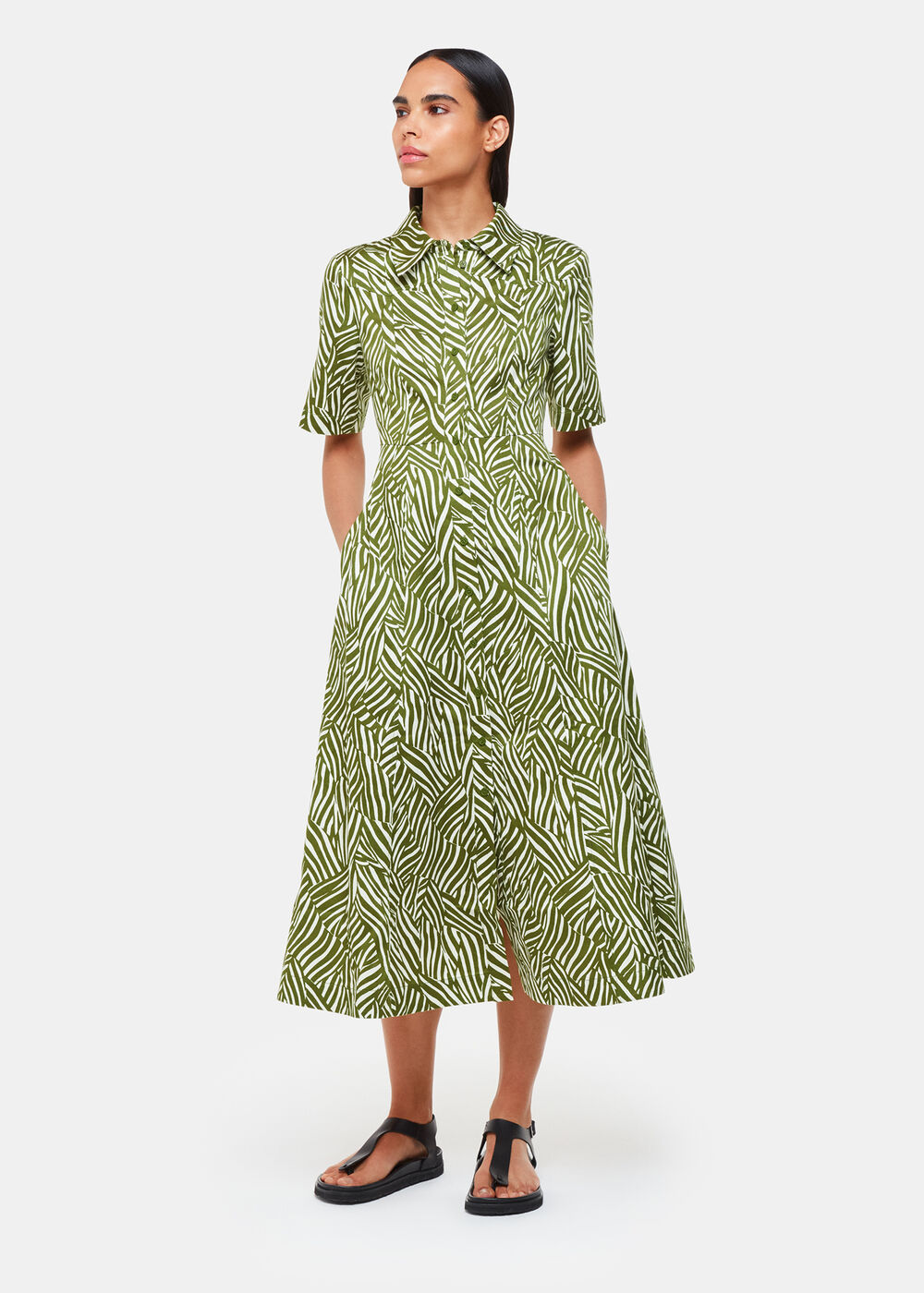 Linear Leaf Midi Dress