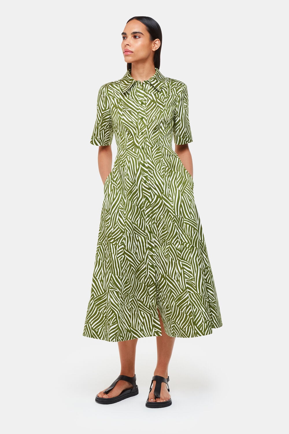 Linear Leaf Midi Dress