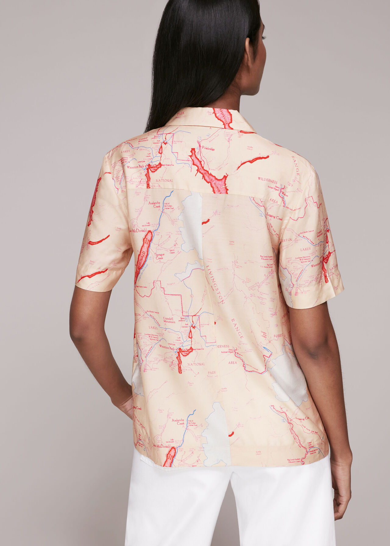 Map Print Silk Mix Shirt