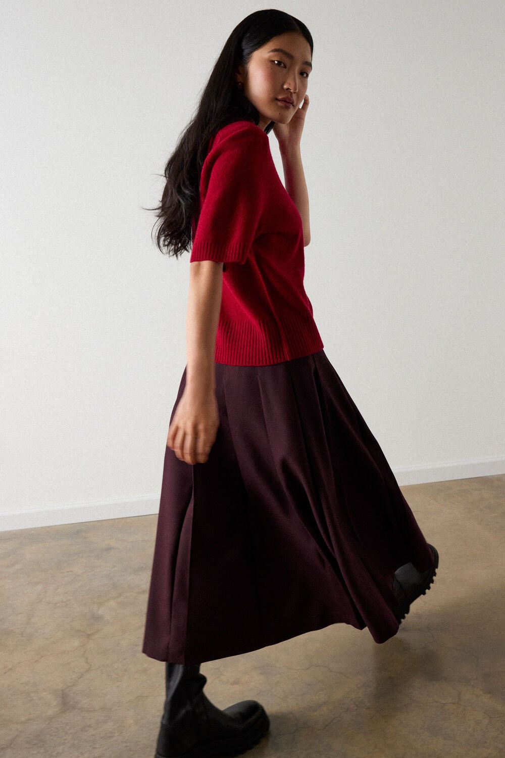 Dark Red Wool Knitted Tee