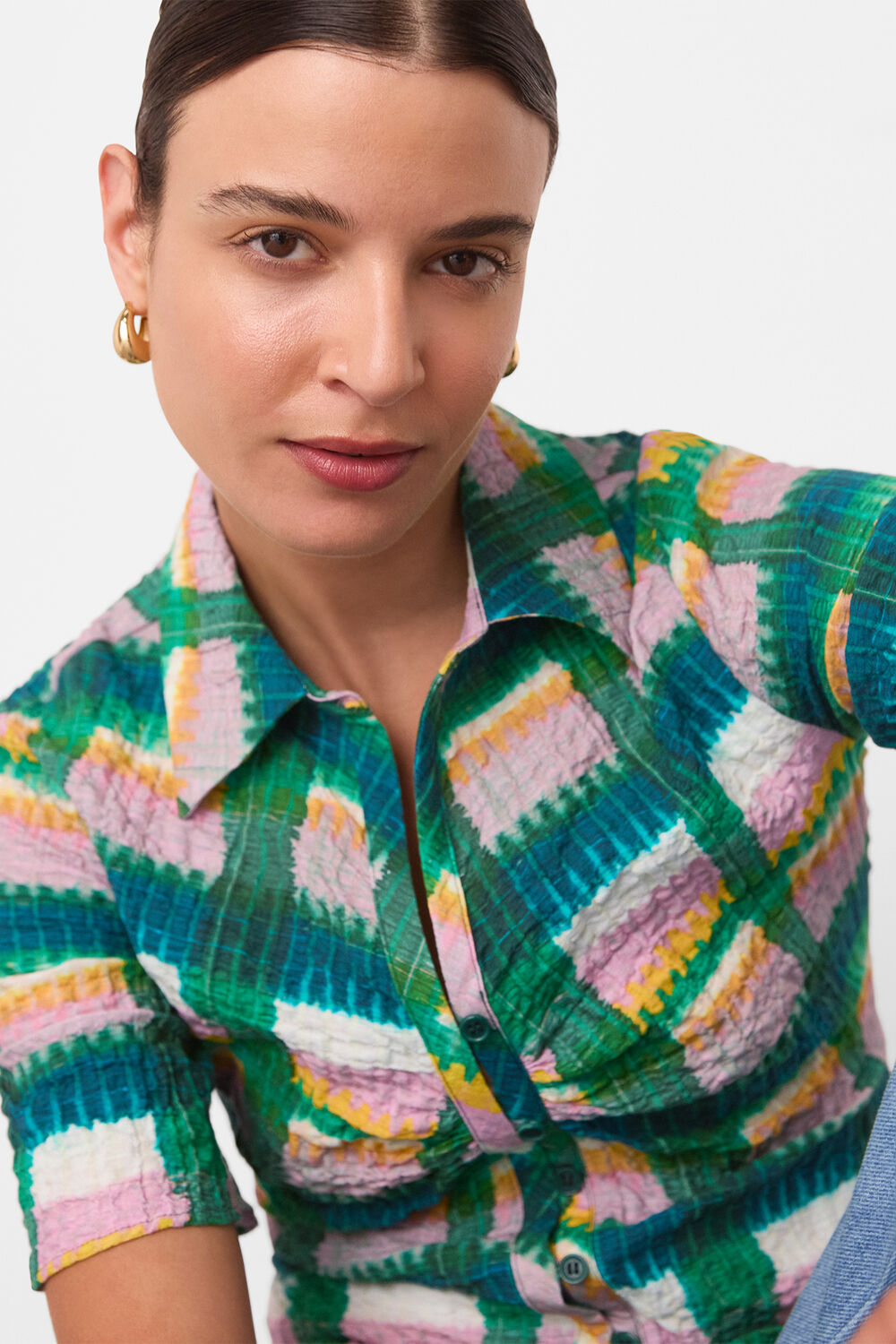 Green Checked Button Shirt