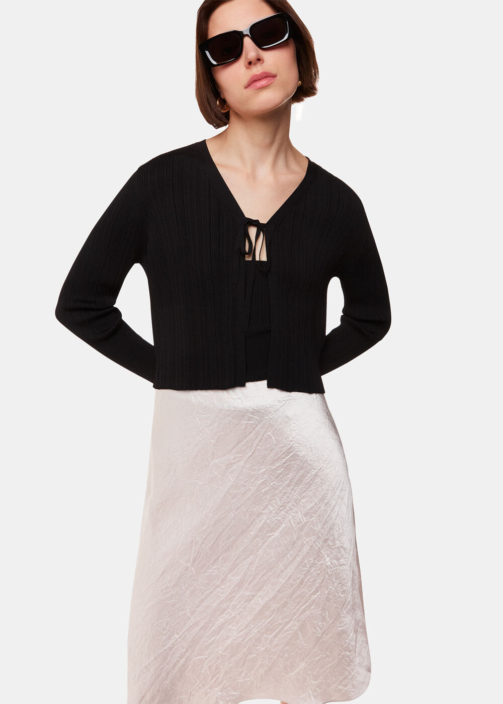 Satin Knee Length Skirt