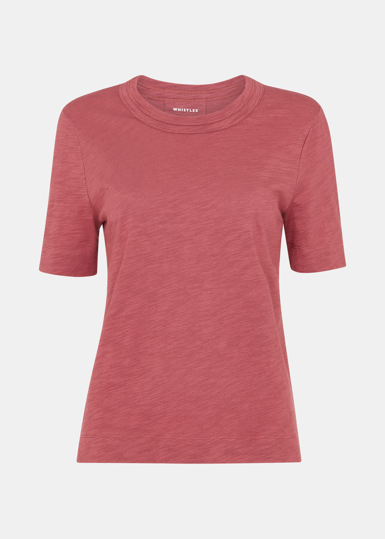 Whistles Dark Pink Rosa Double Trim T-Shirt